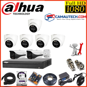 Lắp đặt bộ 7 Camera IP Dahua 2MP Full HD, Hồng ngoại 50m, IP67