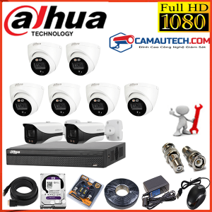 Lắp đặt bộ 8 Camera IP Dahua 2MP Full HD, Hồng ngoại 50m, IP67