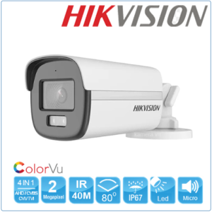 Camera Hikvision HDCVI 2MP ColorVu có màu DS-2CE12DF0T-FS