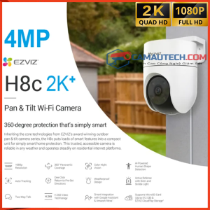 Camera WiFi Ezviz H8C 4MP Quay Quét 360 độ, Đàm Thoại, Màu Đêm, Hình ảnh 2K