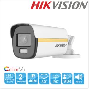 Camera HDTVI Có Màu Colorvu 2MP Hikvision DS-2CE12DF3T-F