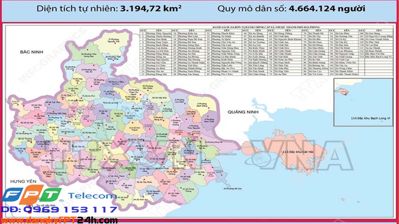 Danh sách 114 xã, phường, đặc khu của thành phố Hải Phòng mới
