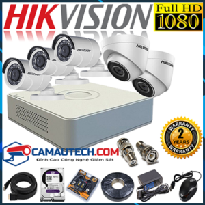 Bộ Camera Đầu ghi 6 Camera Hikvision 1080P sắc nét