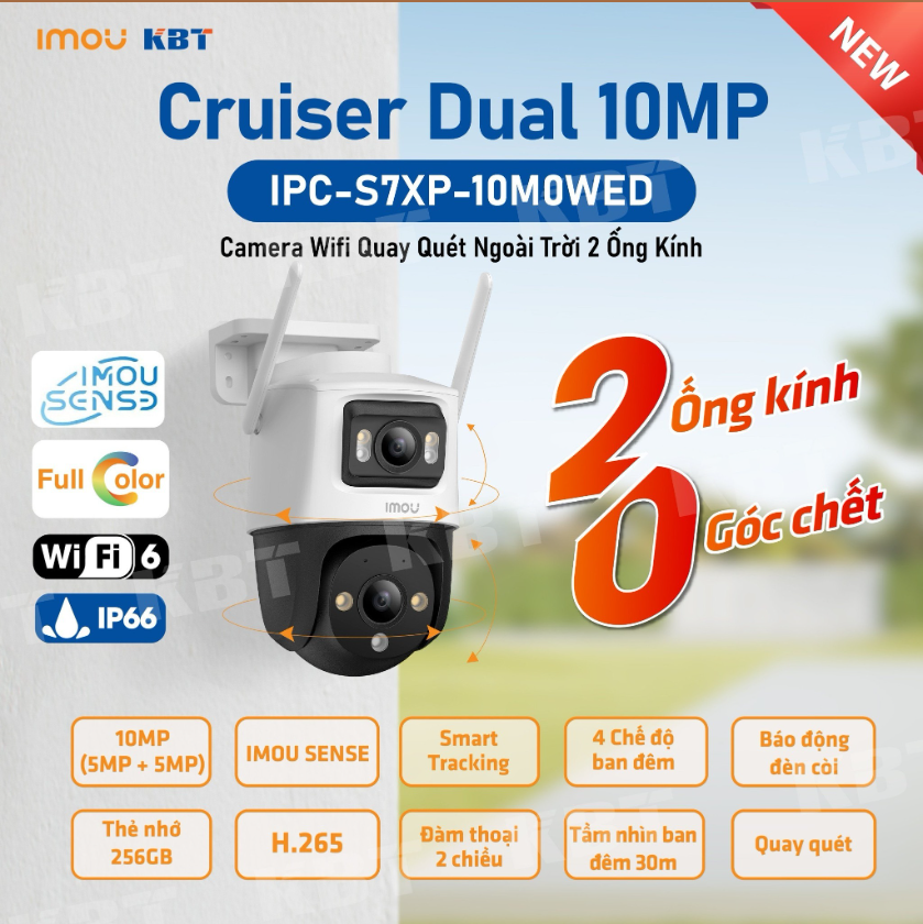 Camera wifi Imou Cruiser Dual 10MP IPC-S7XP-10M0WED Xoay 360 Ngoài Trời